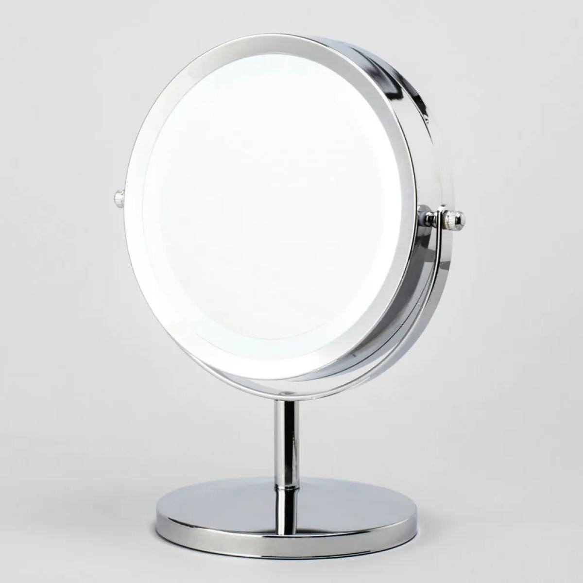 Portable Magnifying Mirror Table Lamp, Chrome – image 3