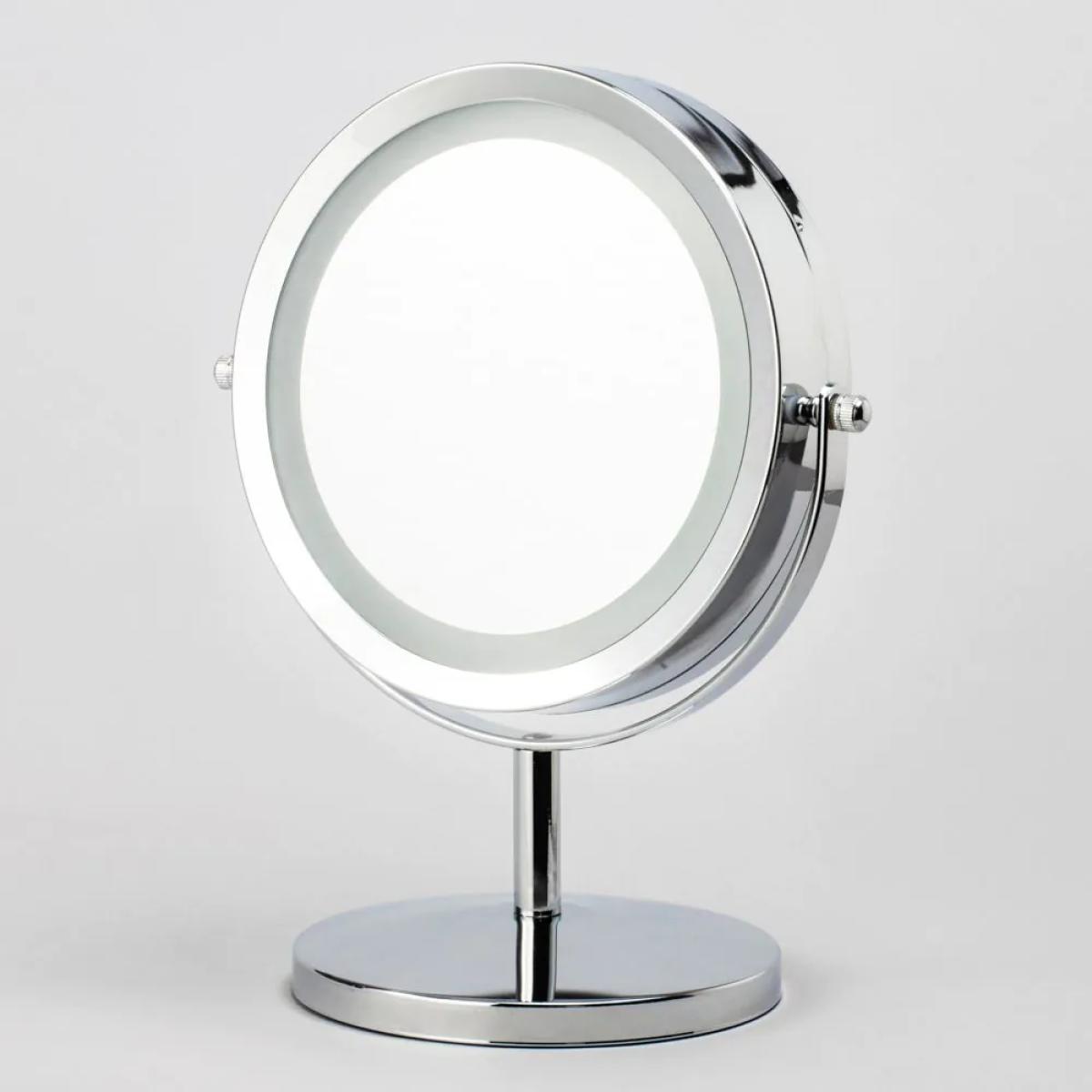 Portable Magnifying Mirror Table Lamp, Chrome – image 4