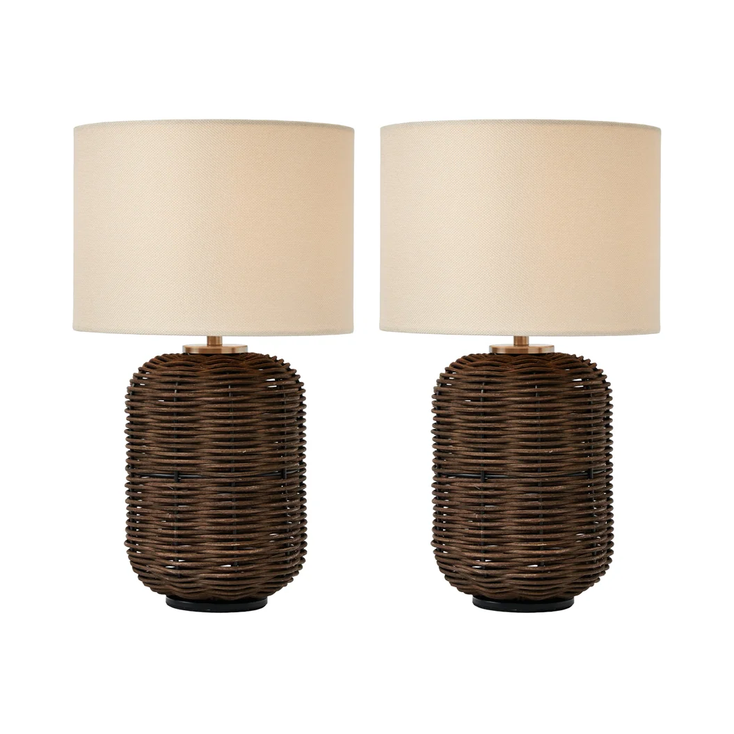 2 Pack of Garvey Rattan Table Lamps, Walnut – image 1
