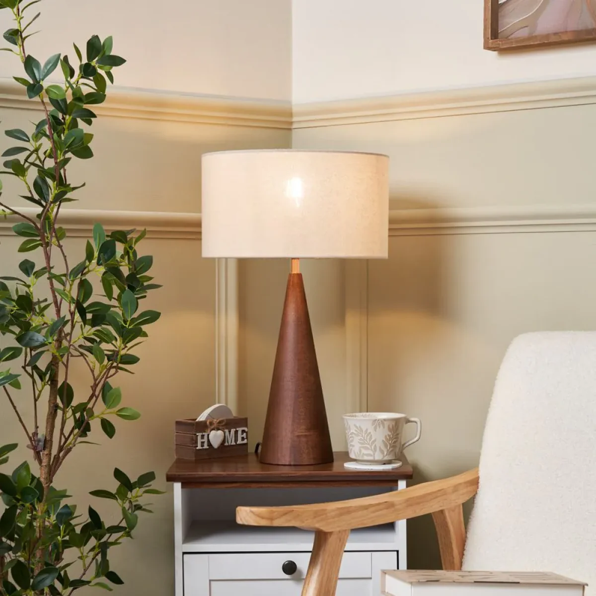 Clyde Wooden Table Lamp, Brown – image 2