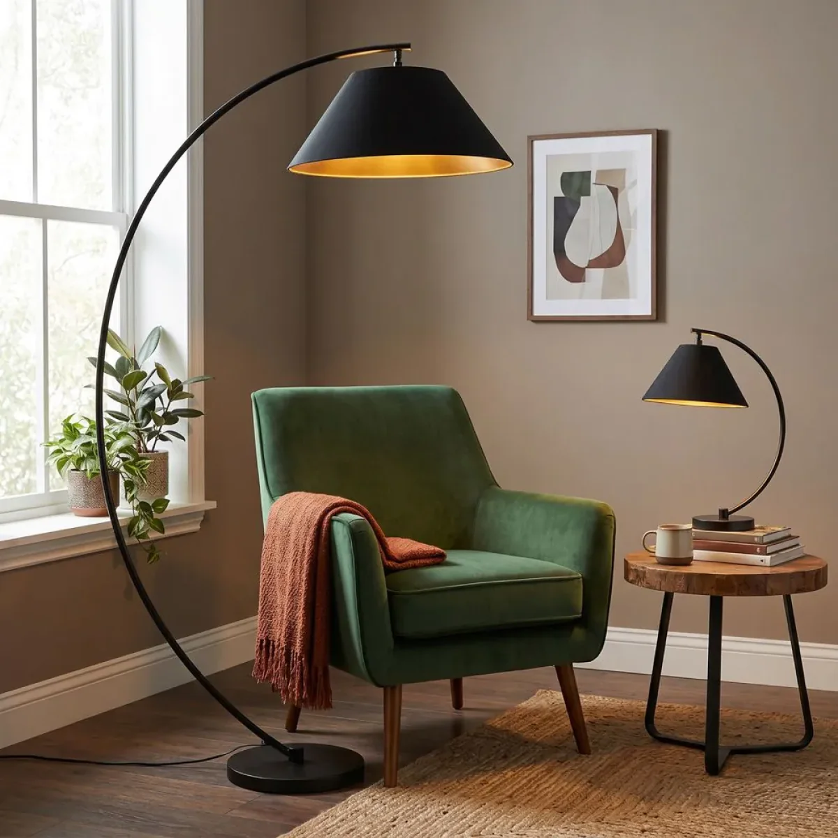 Nellie Curved Table Lamp, Matte Black – image 8