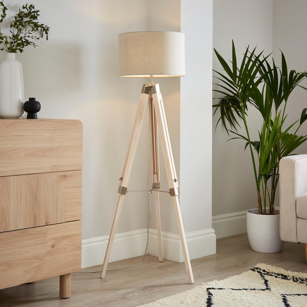 Return - Trio Tripod Floor Lamp, Light Wood – image 1
