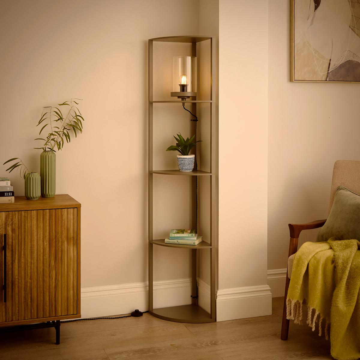 Keates Corner Shelved Floor Lamp Mole (Brown) – image 2