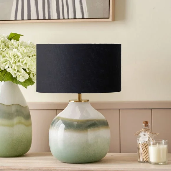 Pacific Lifestyle Juno Ombre Glass Table Lamp with Henry Cylinder Lampshade – image 1