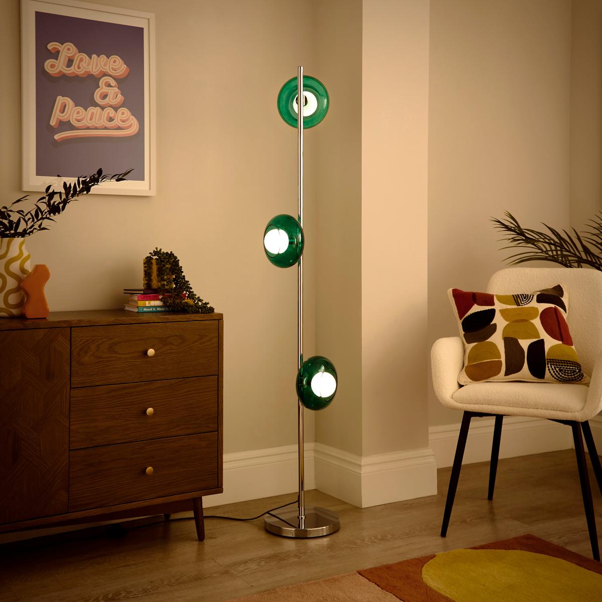 Elements Bennett 3 Light Floor Lamp Silver – image 2