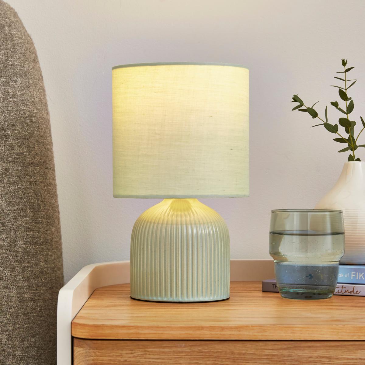 Hebe Ribbed Ceramic Table Lamp Pacific Blue – image 3