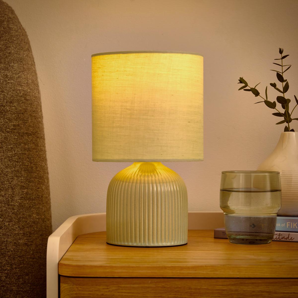 Hebe Ribbed Ceramic Table Lamp Pacific Blue – image 4