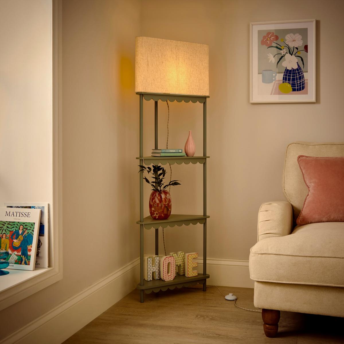 Remi Shelved Corner Floor Lamp – image 3