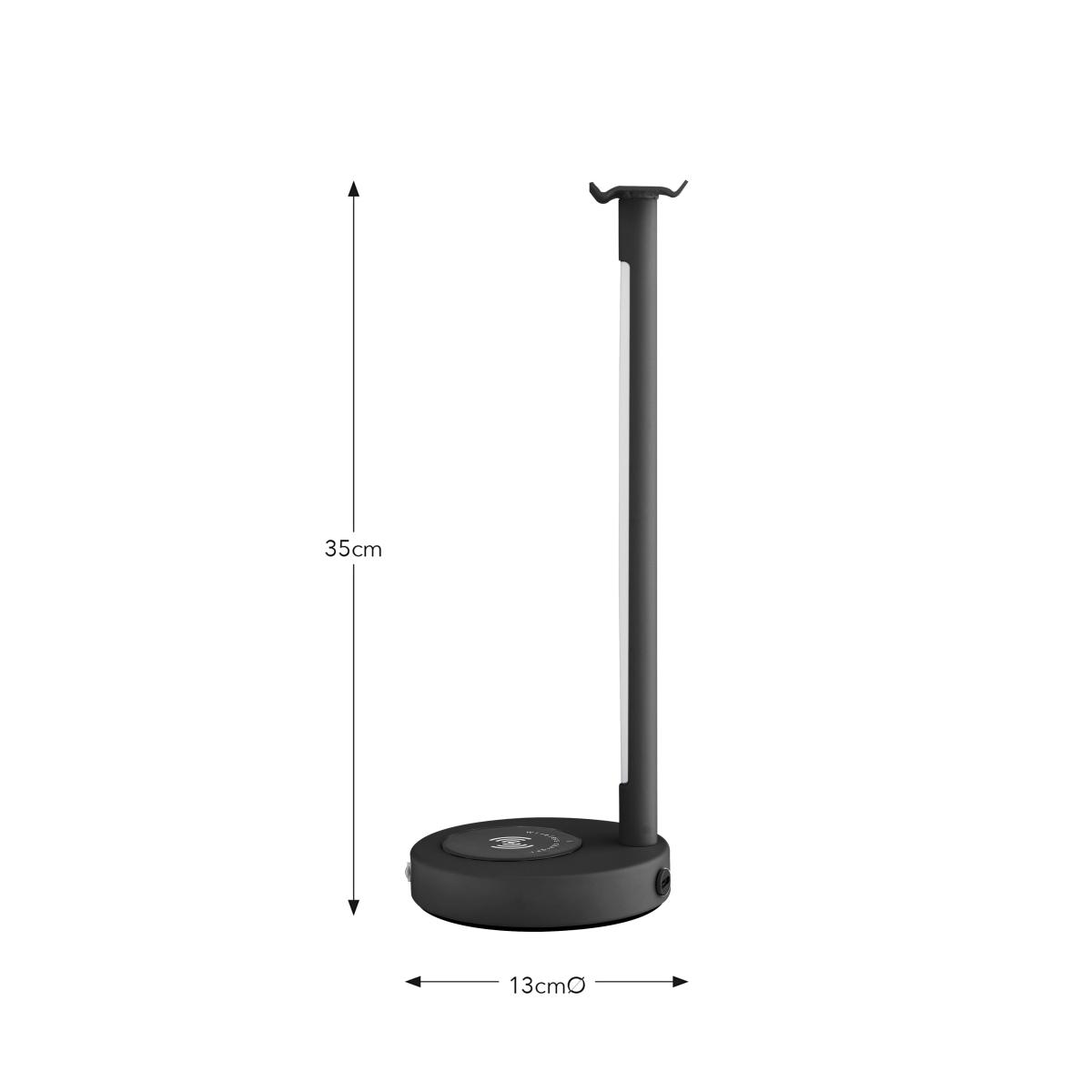Headphone Holder Led Touch Dimmable Charger Table Lamp Black – image 4