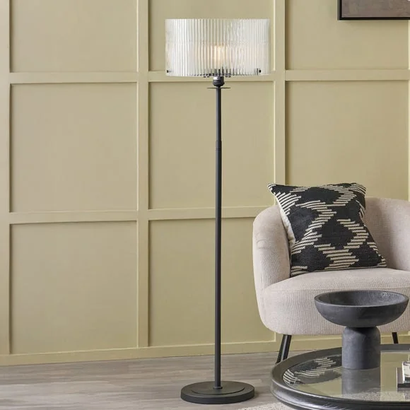 Pacific Lifestyle Clara Ribbed Glass Metal Round Floor Lamp – image 1