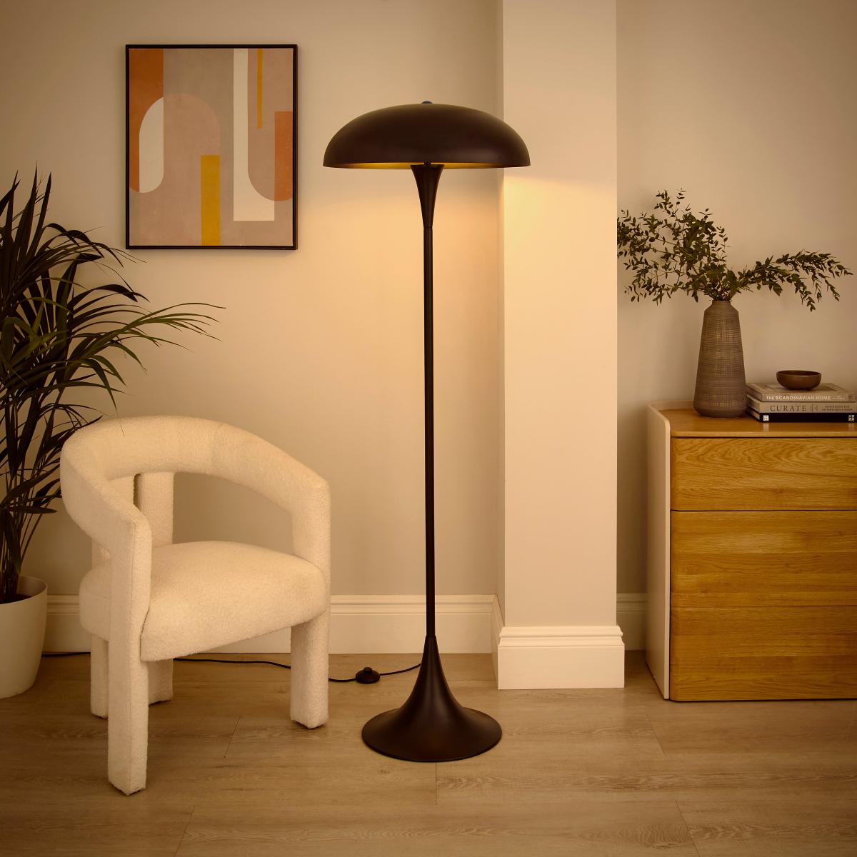 Elements Lennon Industrial 2 Light Floor Lamp Black – image 2