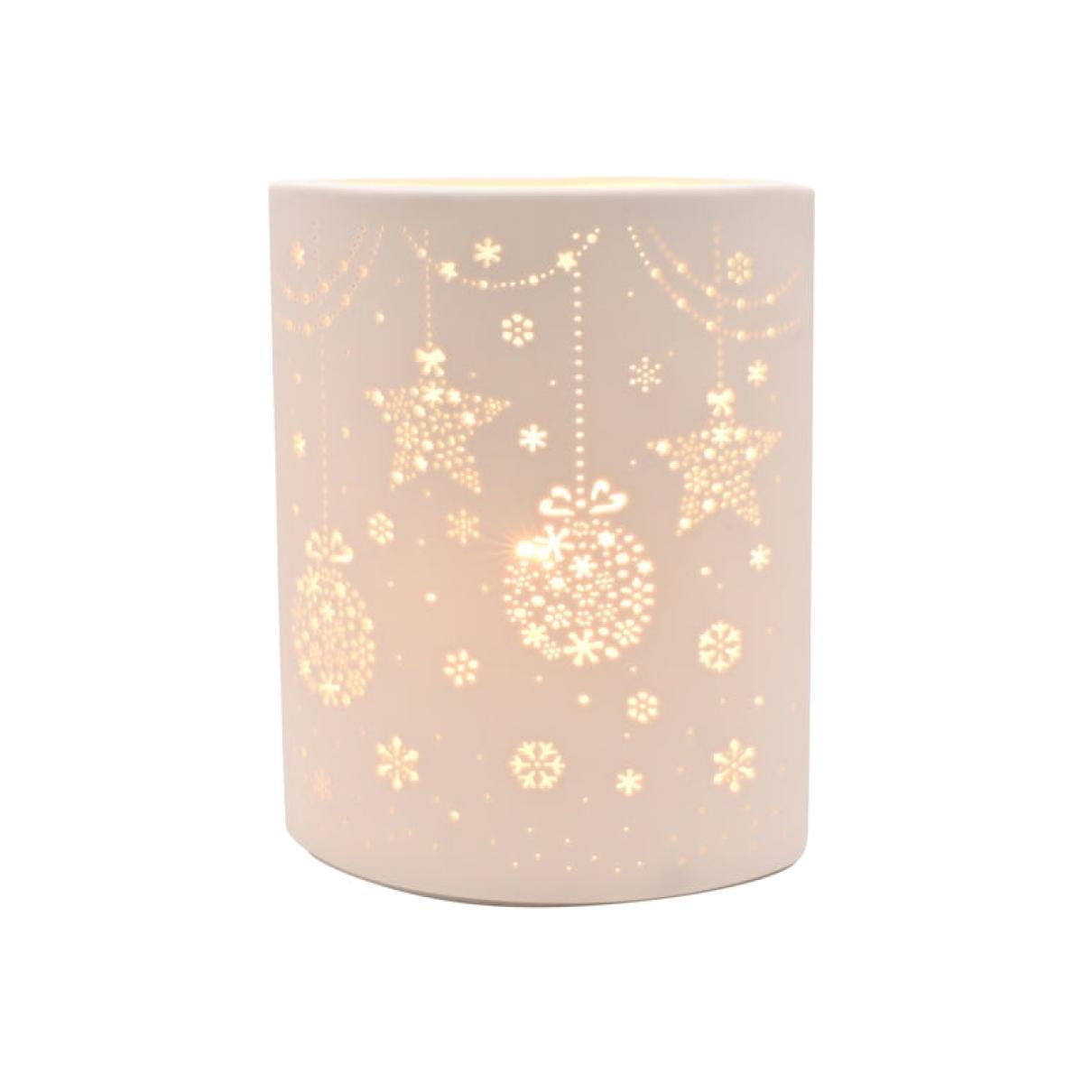 The Christmas Gift Co 24cm White Porcelain Christmas Lamp – image 1
