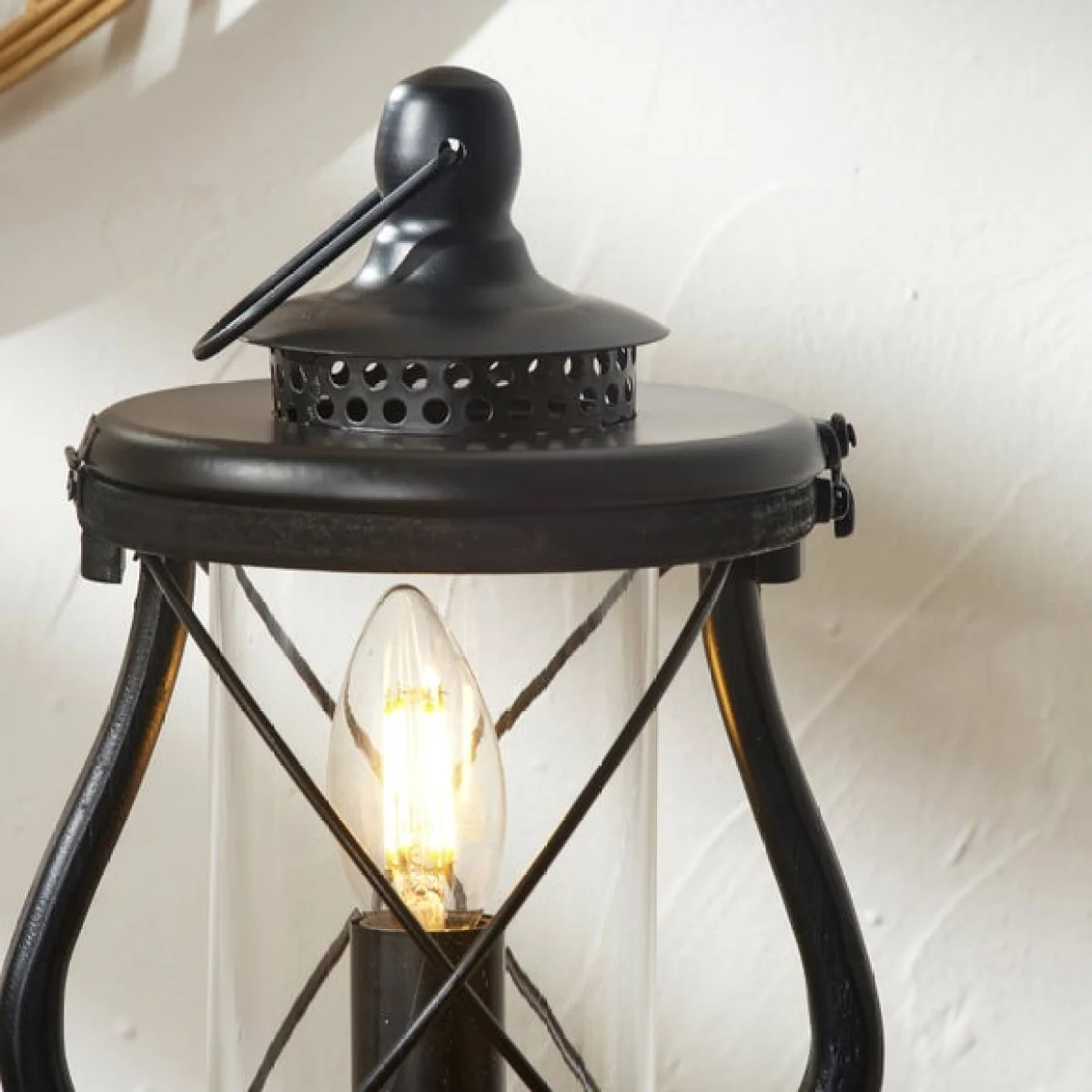 Return - Gibson Black Wood Lantern Table Lamp – image 3