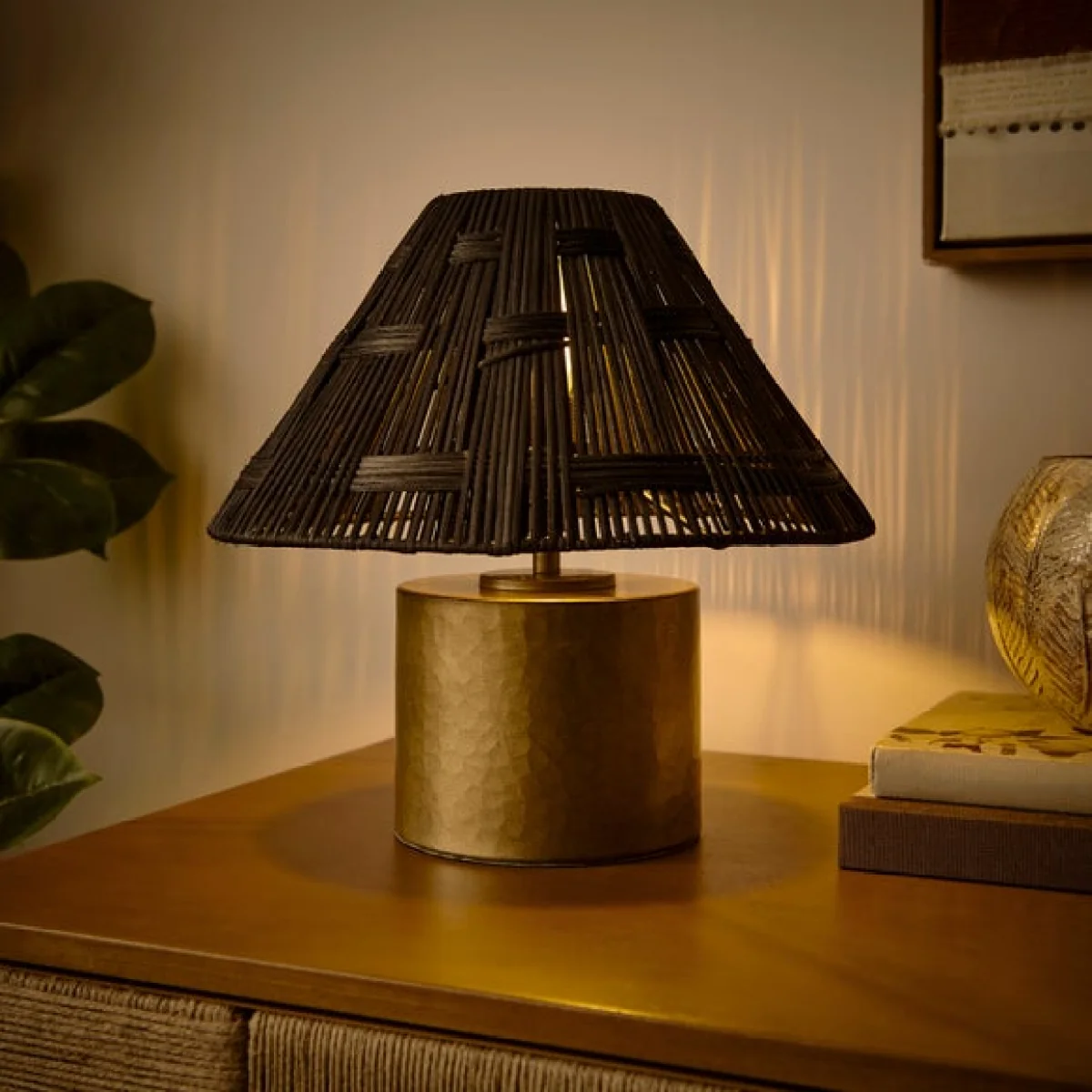 Chunky Metal & Rattan Table Lamp – image 2
