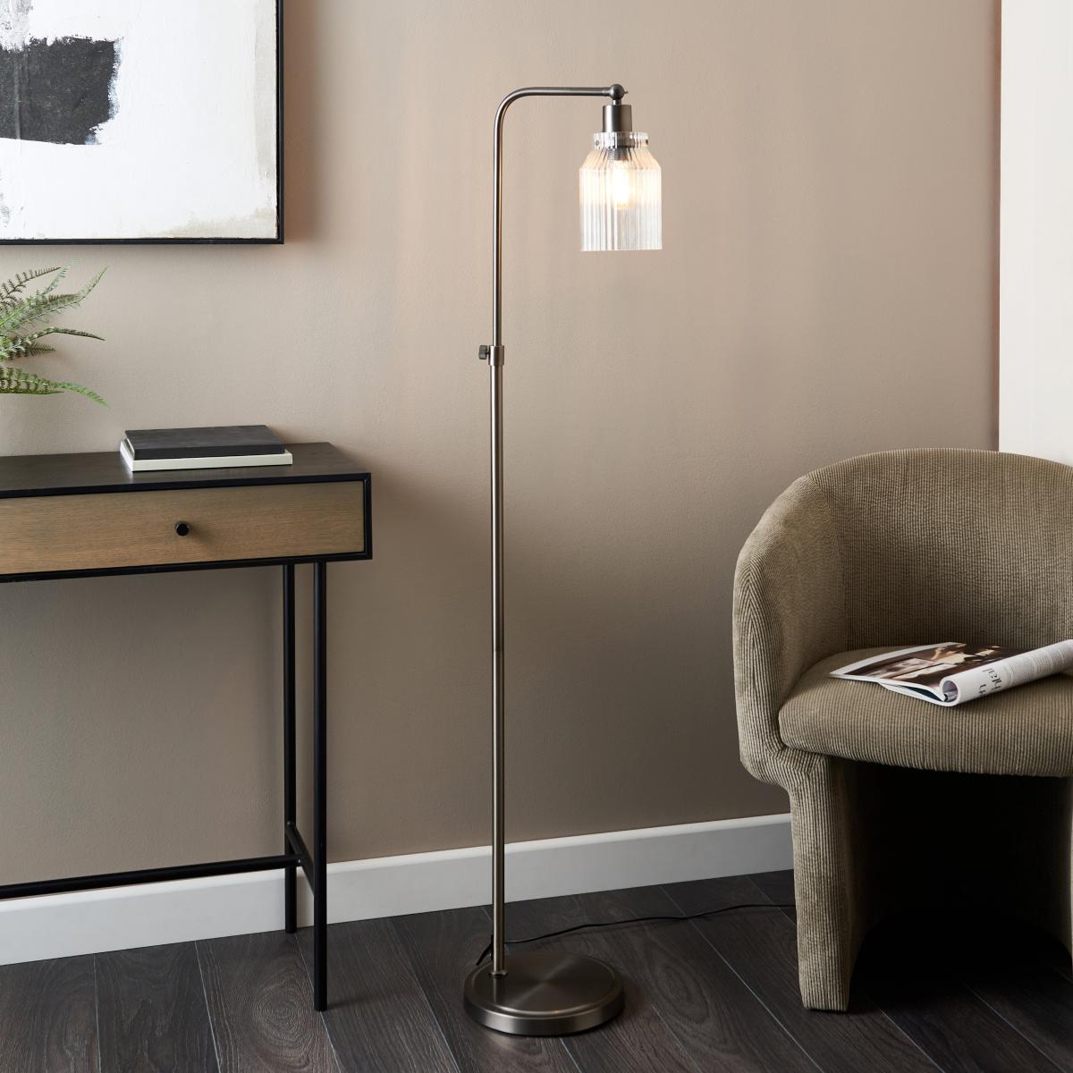 Tobias Industrial Ribbed Adjustable Floor Lamp – image 1