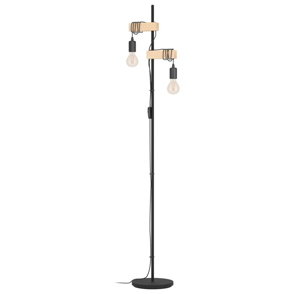 EGLO Townshend Statement Floor Lamp - Black & Oak – image 3