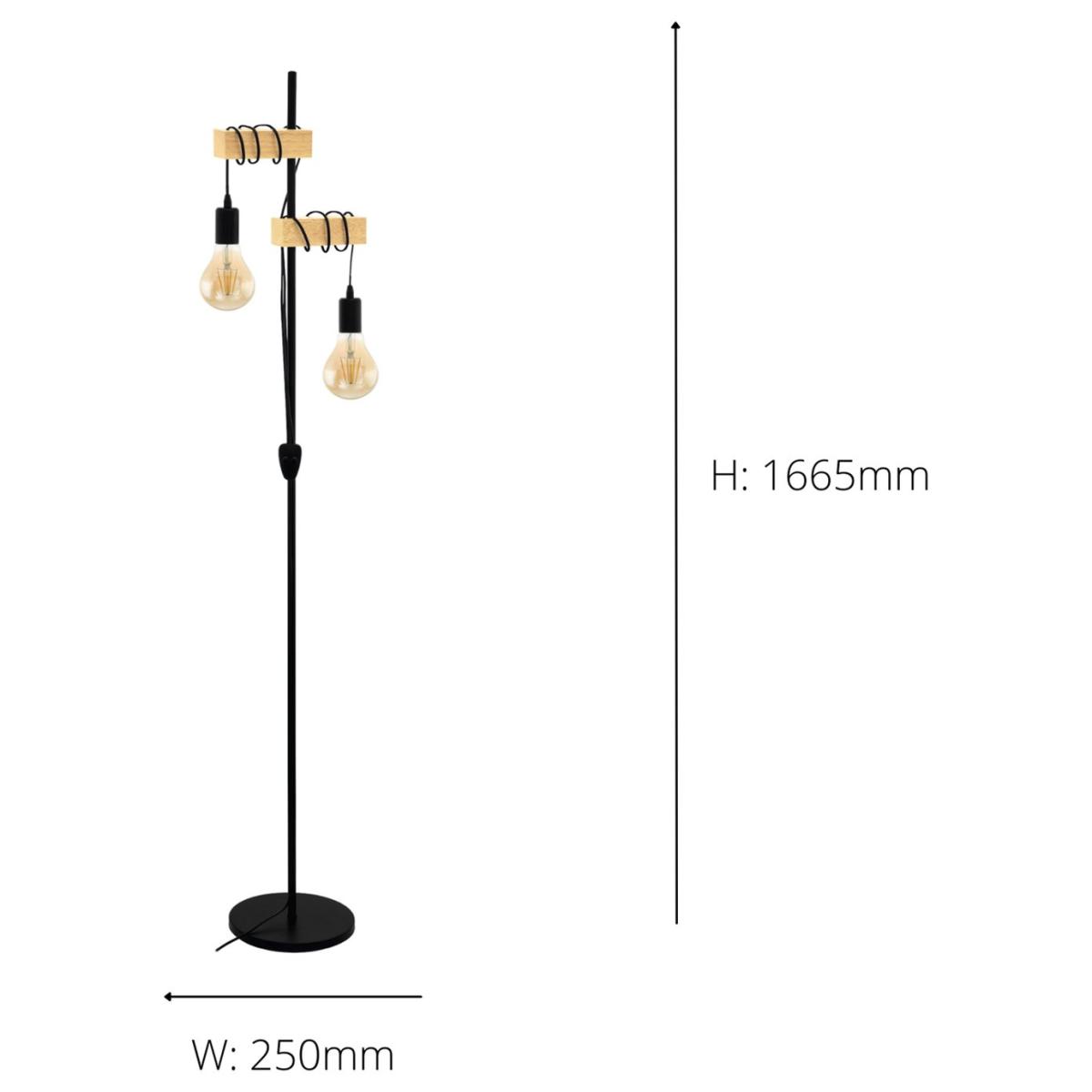 EGLO Townshend Statement Floor Lamp - Black & Oak – image 5