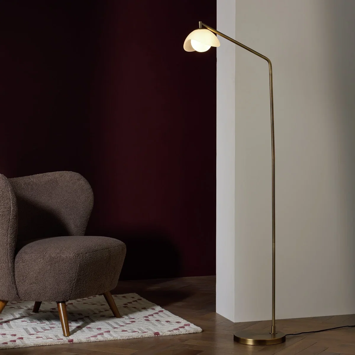 Habitat Arti Textured Glass Floor Lamp - Brass – image 1