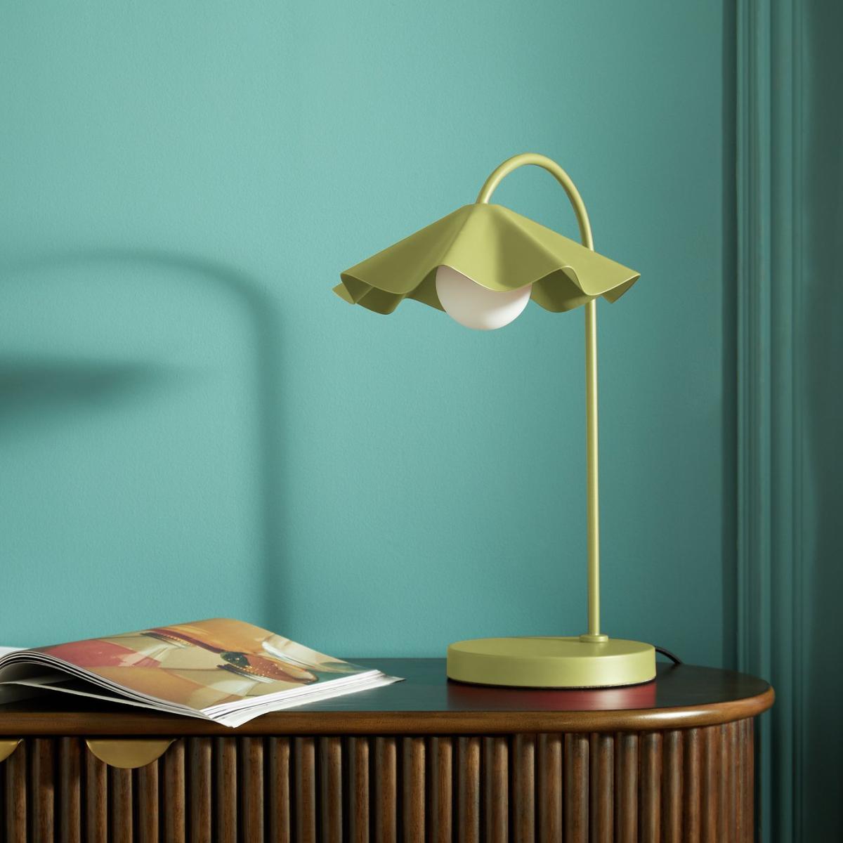 Habitat Yuno Pleat Metal Table Lamp - Olive – image 2