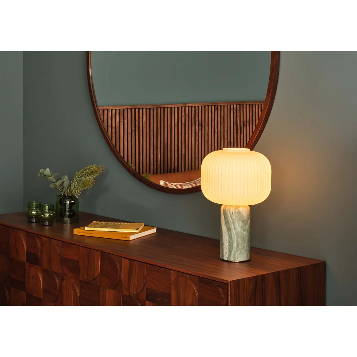 Heal's Opal Lantern Table Lamp Jadeite Marble – image 2