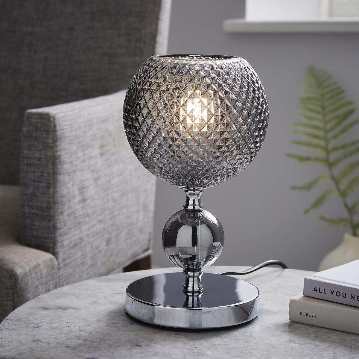 Safi Glass Table Lamp - Chrome Smoke – image 2