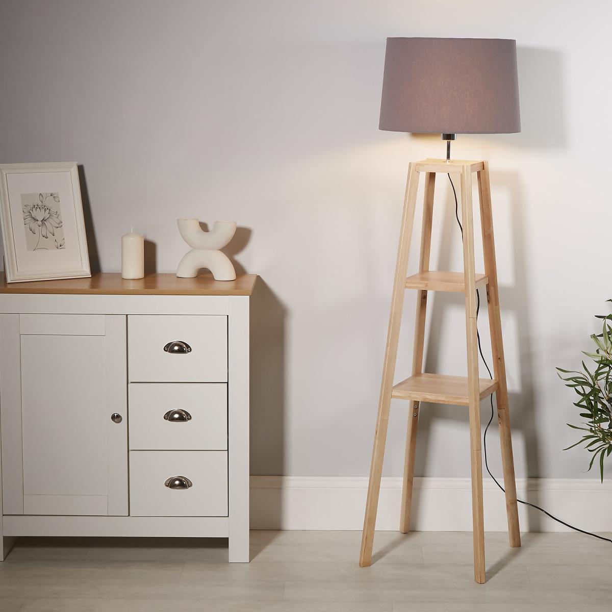 Wooden Plant Stand Floor Lamp - Natural – image 2