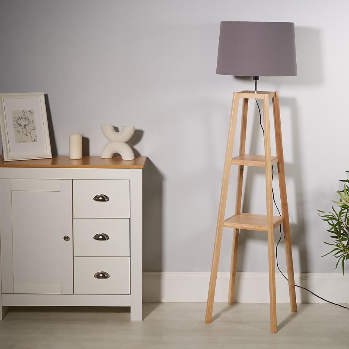 Wooden Plant Stand Floor Lamp - Natural – image 3