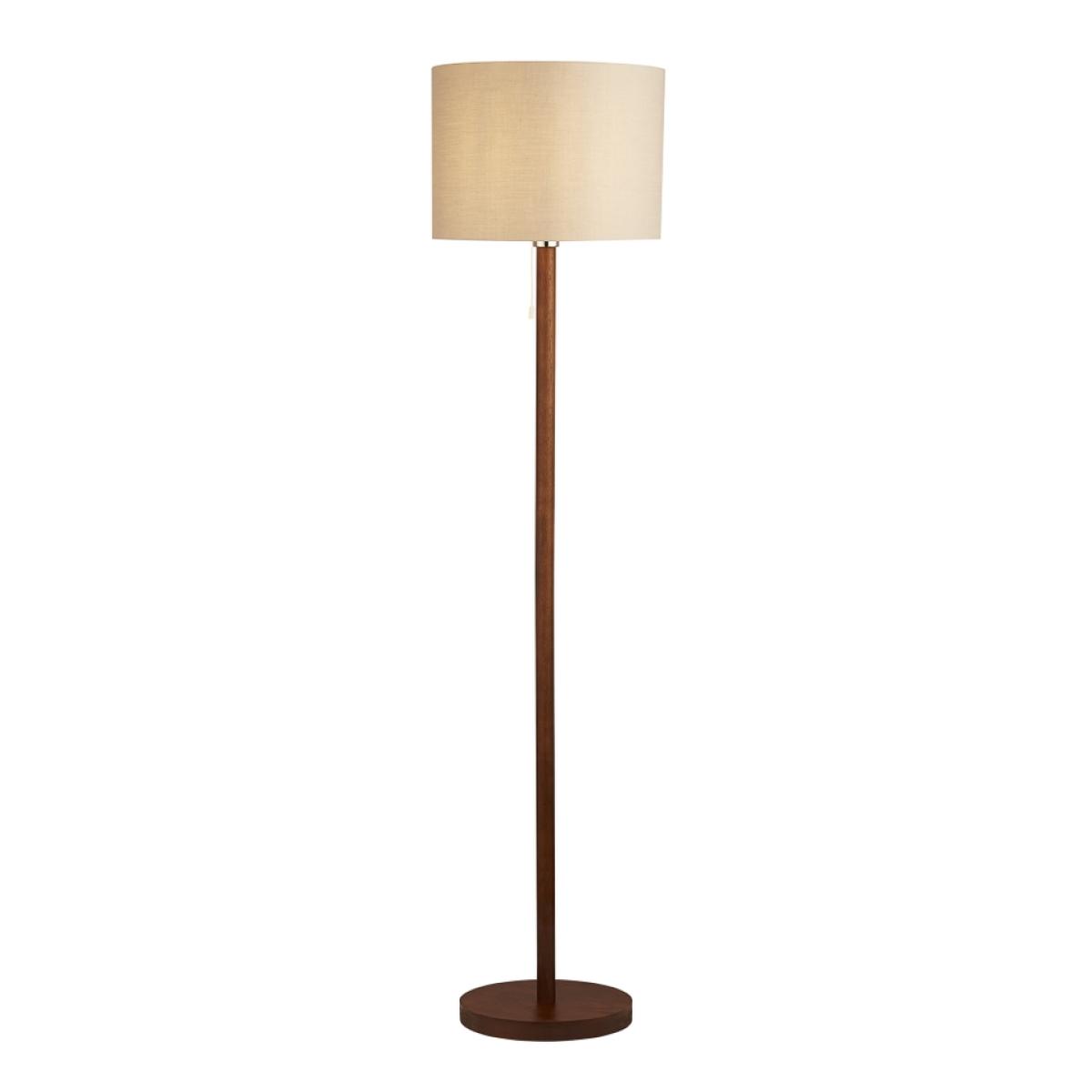 Dark Wood Floor Lamp with Grey Shade – image 2