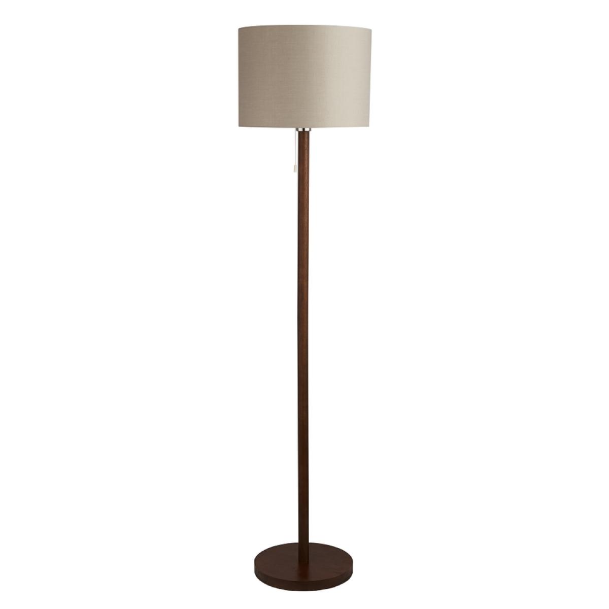 Dark Wood Floor Lamp with Grey Shade – image 4