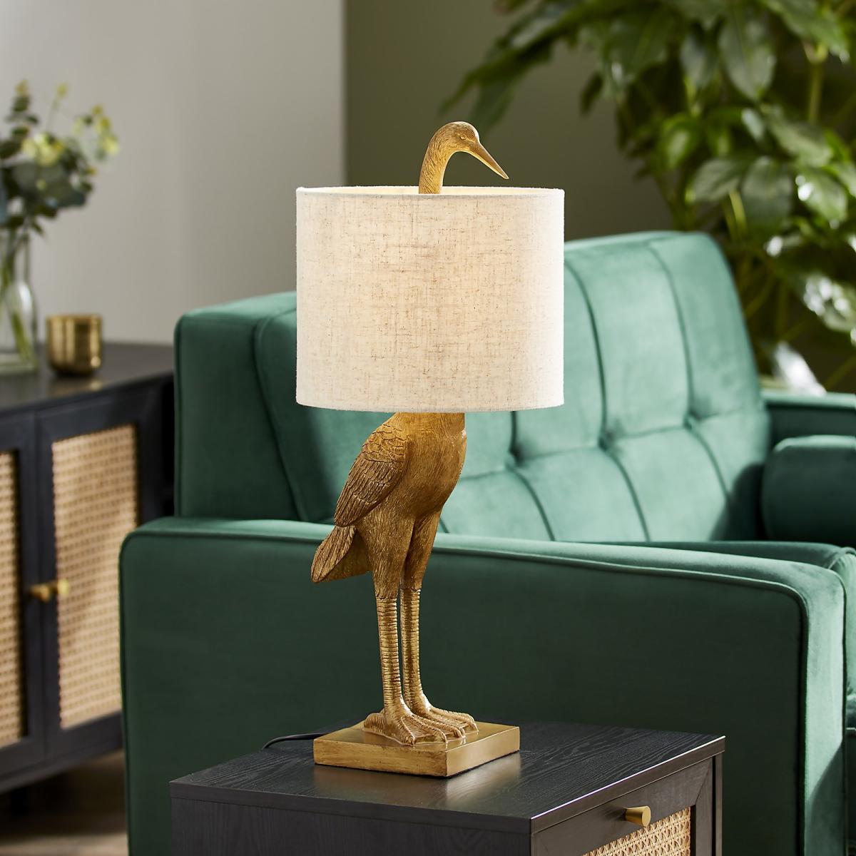 Crane Table Lamp - Gold & Oatmeal – image 1
