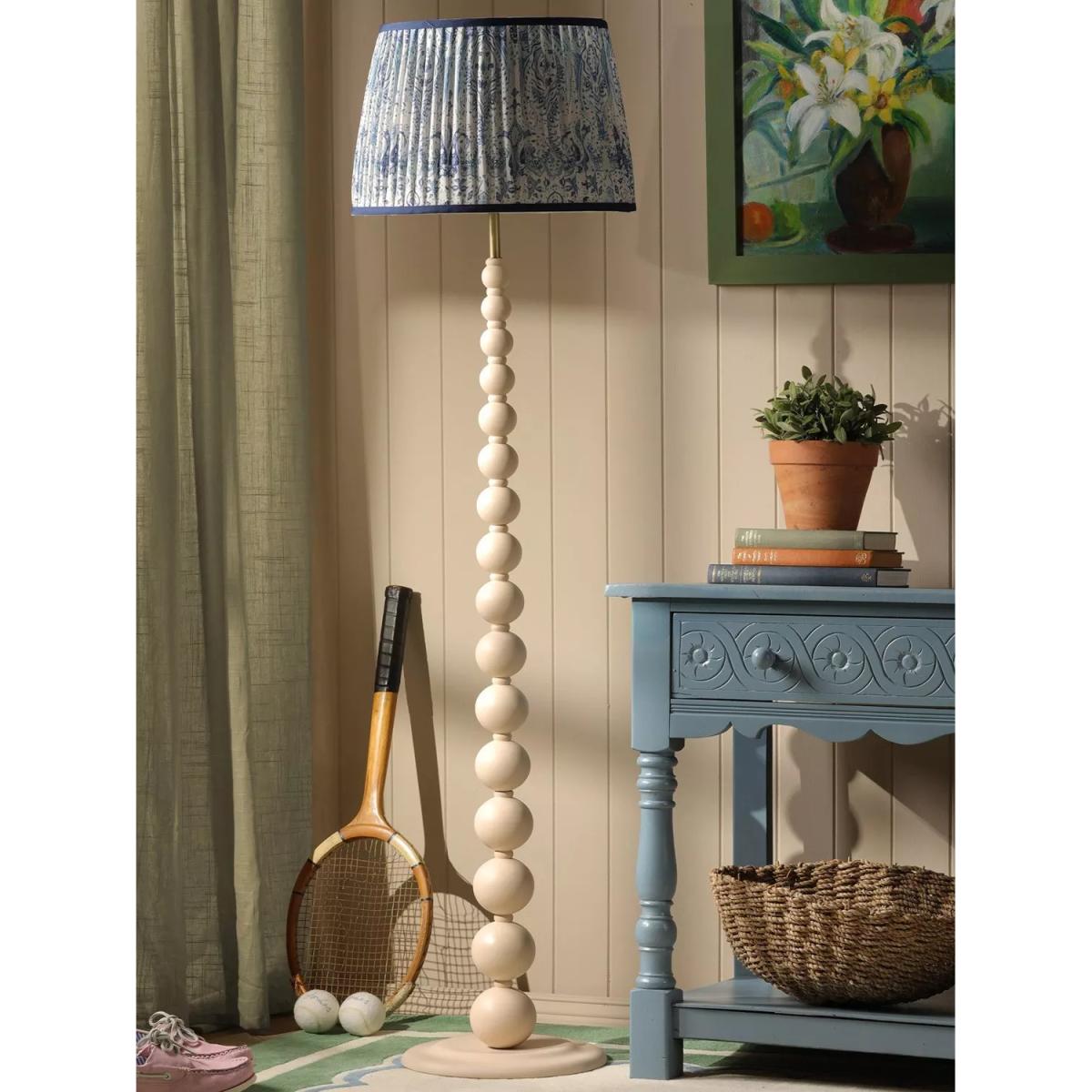 Joules Harewood Pleated Shade Bobbin Floor Lamp, Navy Blue – image 2