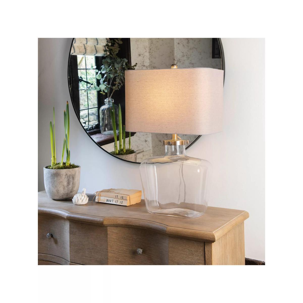 One.World Fillable Glass Table Lamp, Clear/Natural – image 2