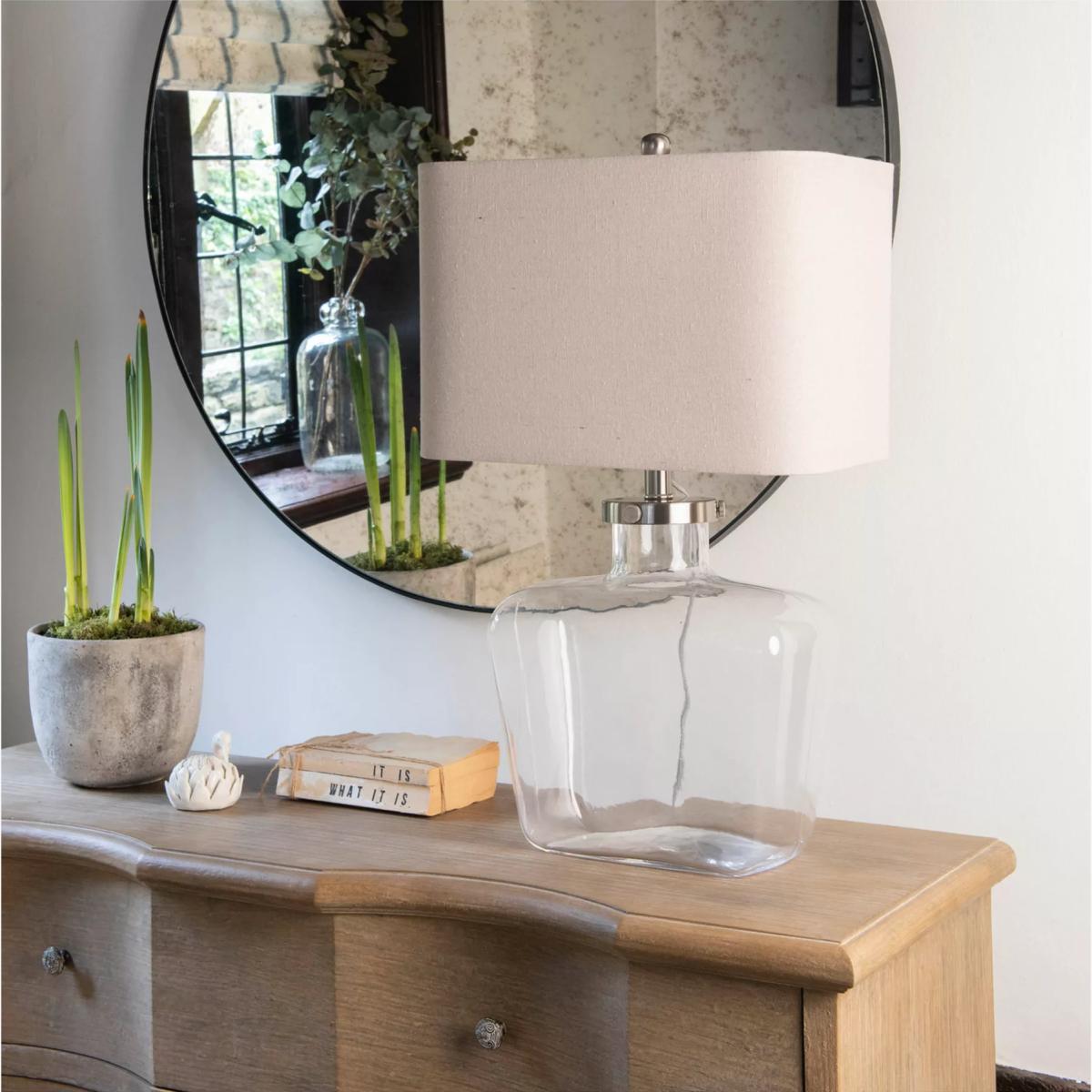 One.World Fillable Glass Table Lamp, Clear/Natural – image 1