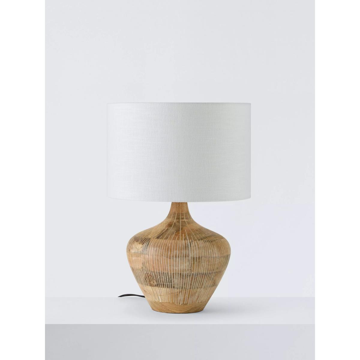 John Lewis Manaia Hand Etched Mango Wood Table Lamp, White Wash – image 2