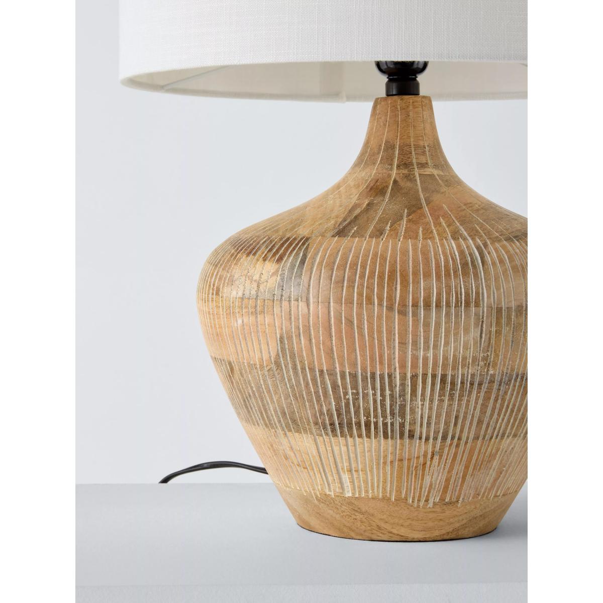 John Lewis Manaia Hand Etched Mango Wood Table Lamp, White Wash – image 4