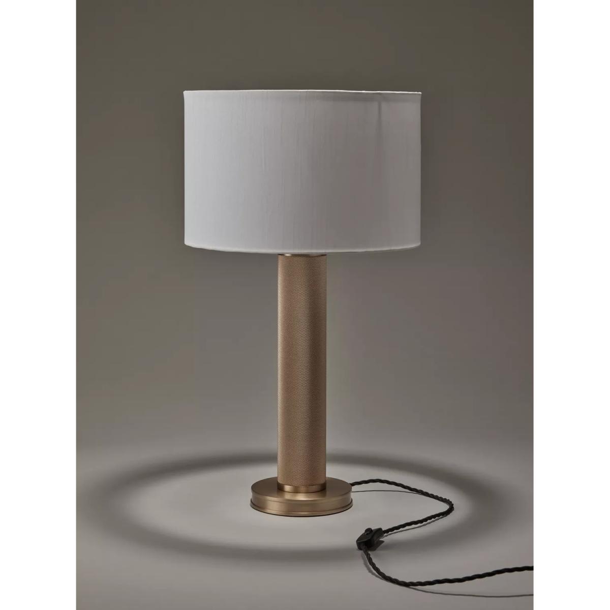 Industville Knurled Pillar White Drum Table Lamp, Brass/White – image 2