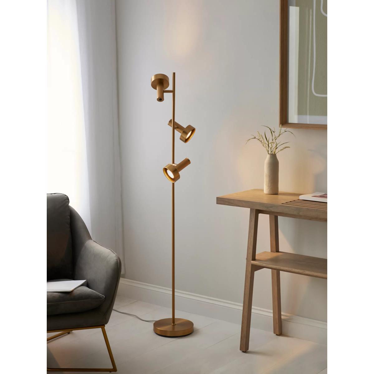 John Lewis Leighton 3 Adjustable Light Floor Lamp, Warm Antique Brass – image 5