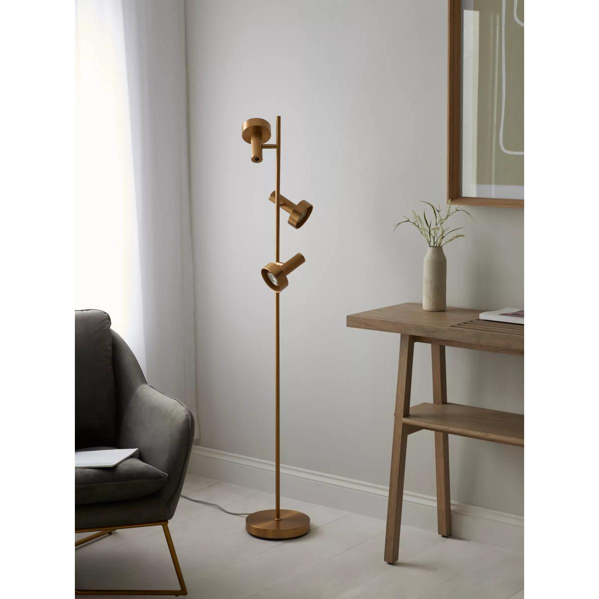 John Lewis Leighton 3 Adjustable Light Floor Lamp, Warm Antique Brass – image 6
