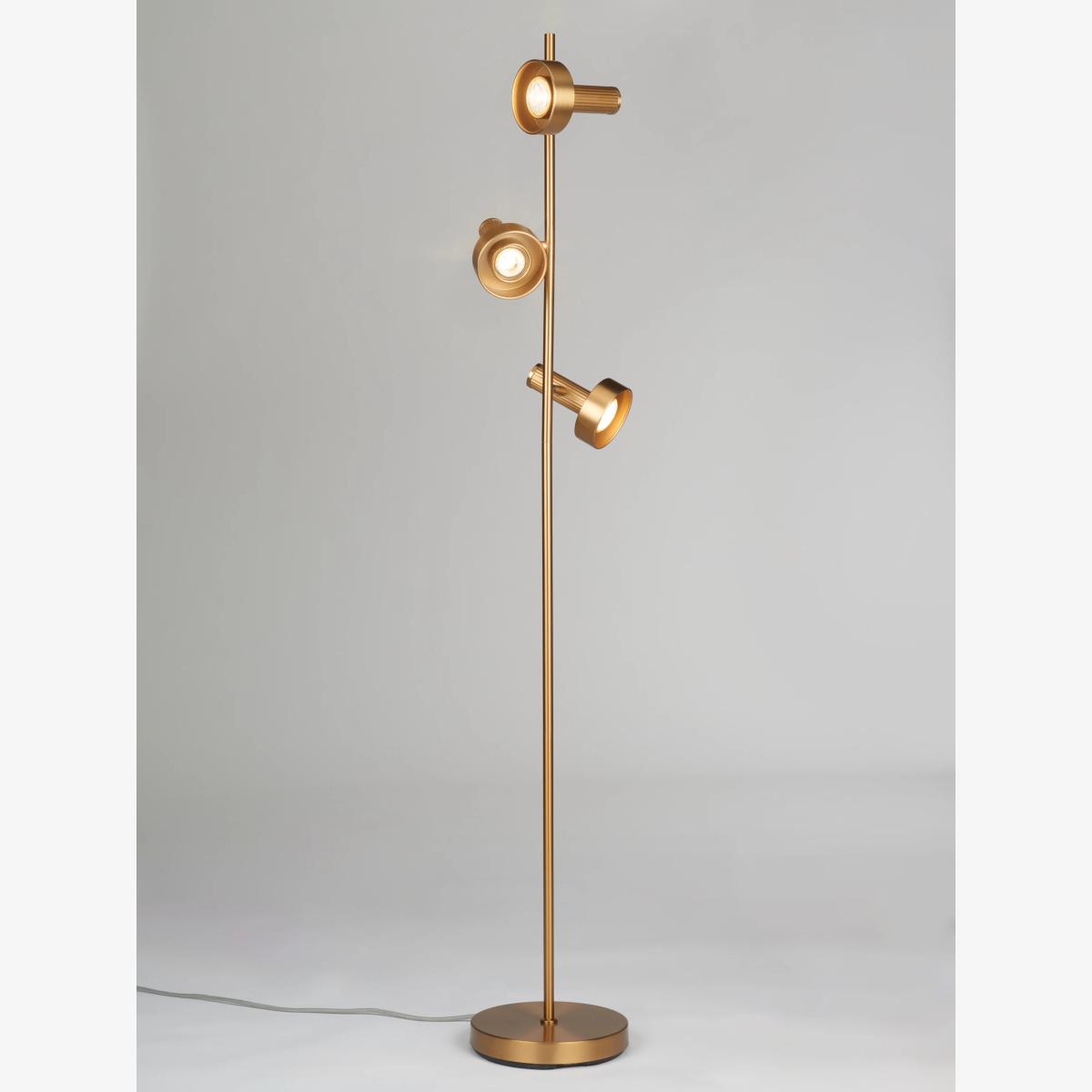 John Lewis Leighton 3 Adjustable Light Floor Lamp, Warm Antique Brass – image 1