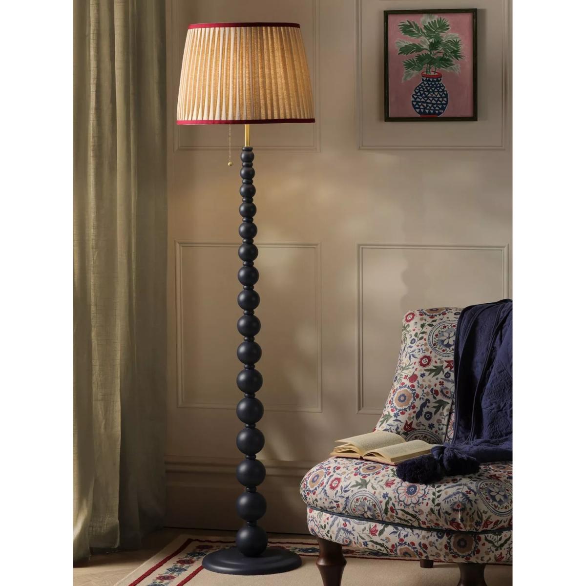 Joules Harewood Pleated Shade Bobbin Floor Lamp, Light Pink – image 2