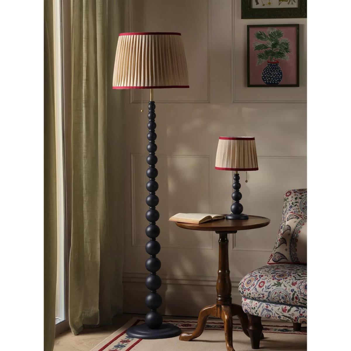 Joules Harewood Pleated Shade Bobbin Floor Lamp, Light Pink – image 7