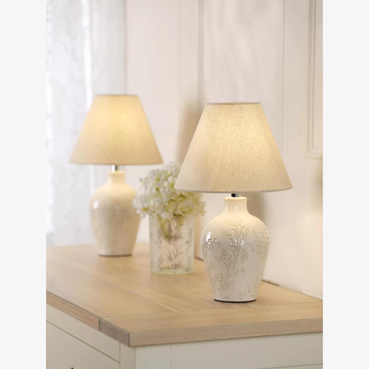 Laura Ashley Pussy Willow Ceramic Table Lamp, White – image 1
