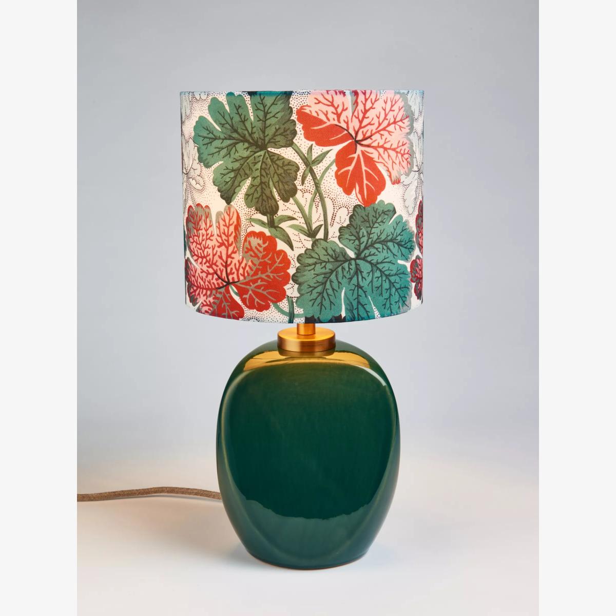 John Lewis X Collagerie Geranium Print Small Faceted Ceramic Table Lamp, Green – image 1