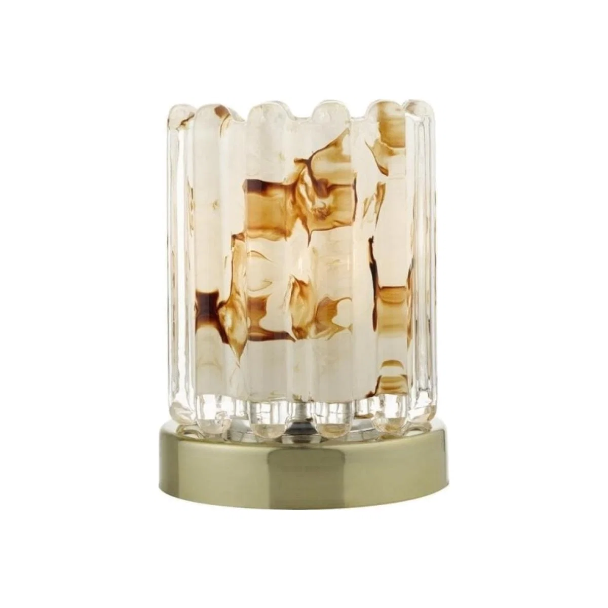 dar lighting ELF4175 Elf Touch Table Lamp Antique Brass with Ribbed Glass