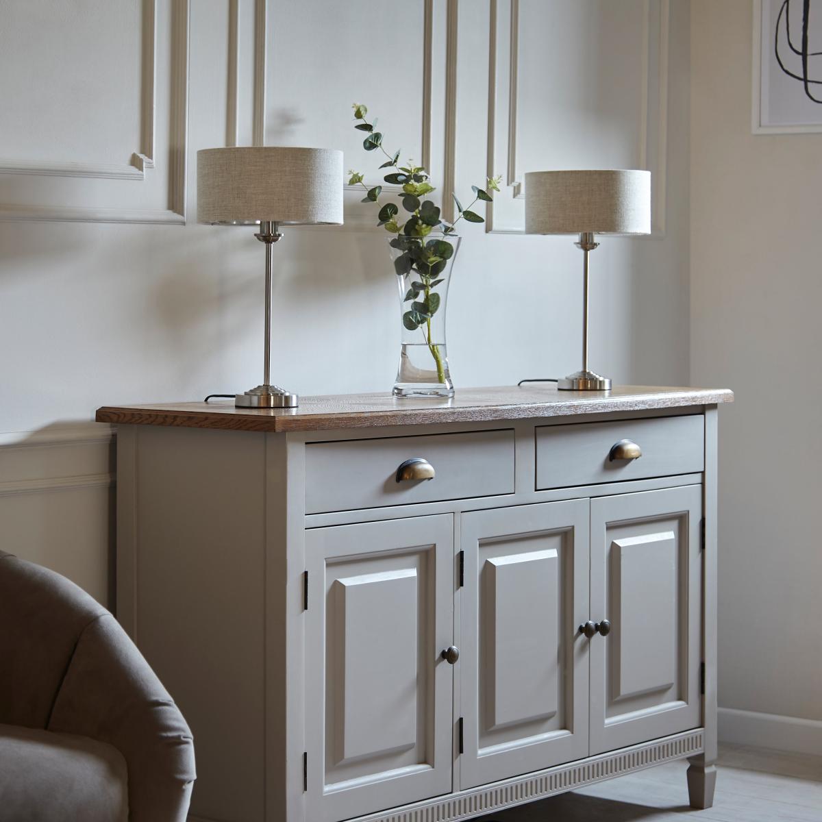 Highclere Linen Table Light - Chrome – image 3