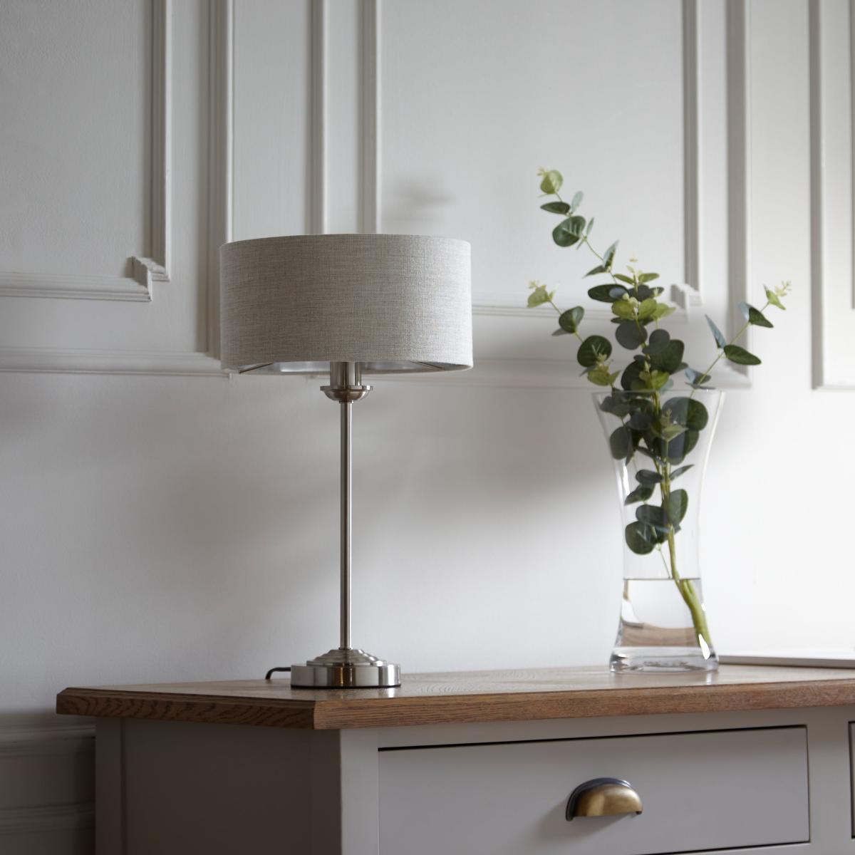 Highclere Linen Table Light - Chrome – image 1