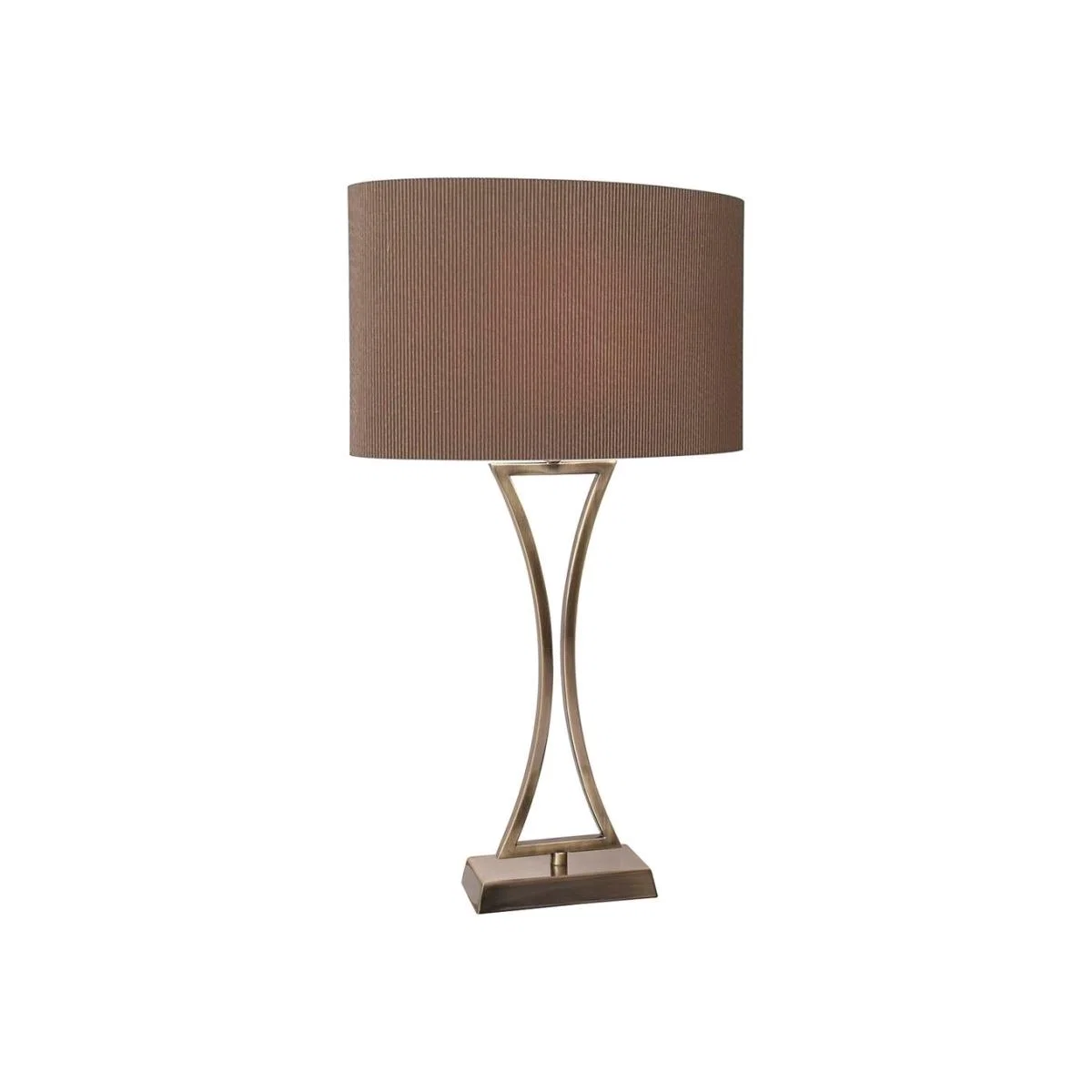 dar lighting OPO4175 Oporto Wavy Table Lamp Antique Brass with Brown Shade