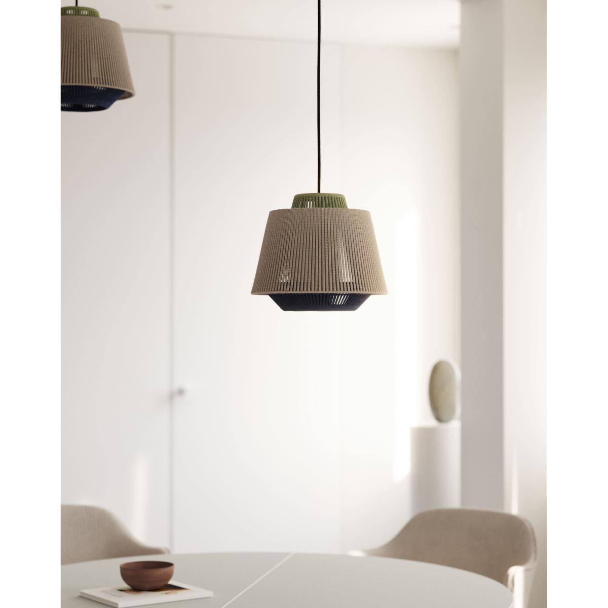 Yuvia cotton ceiling lamp with a beige and blue finish – image 2