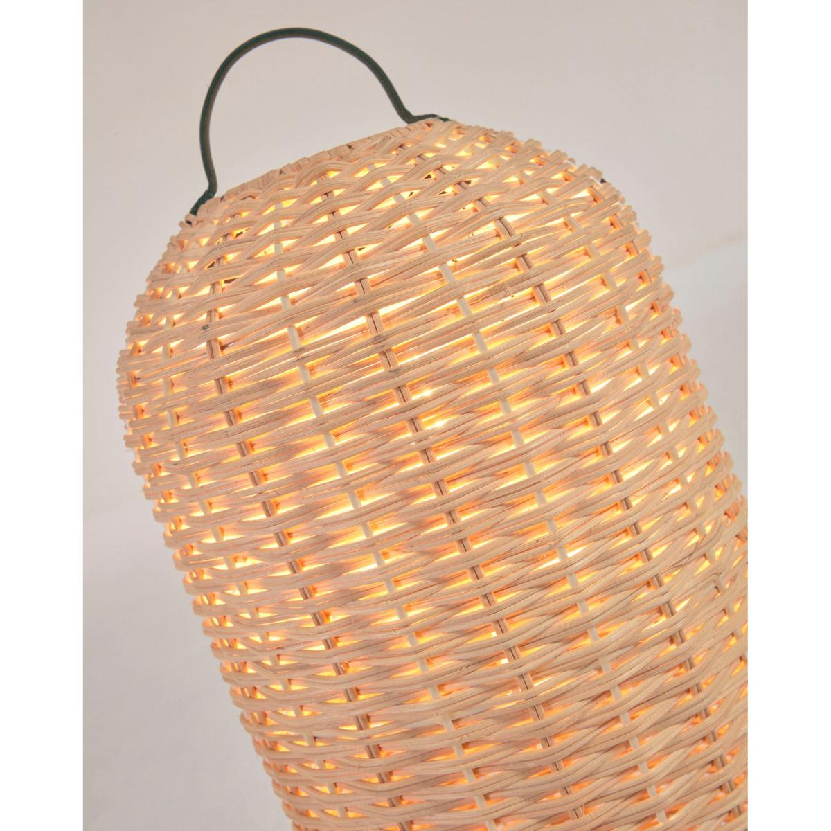 Large Lumisa floor lamp in rattan with natural finish and green cord UK adapter – image 6