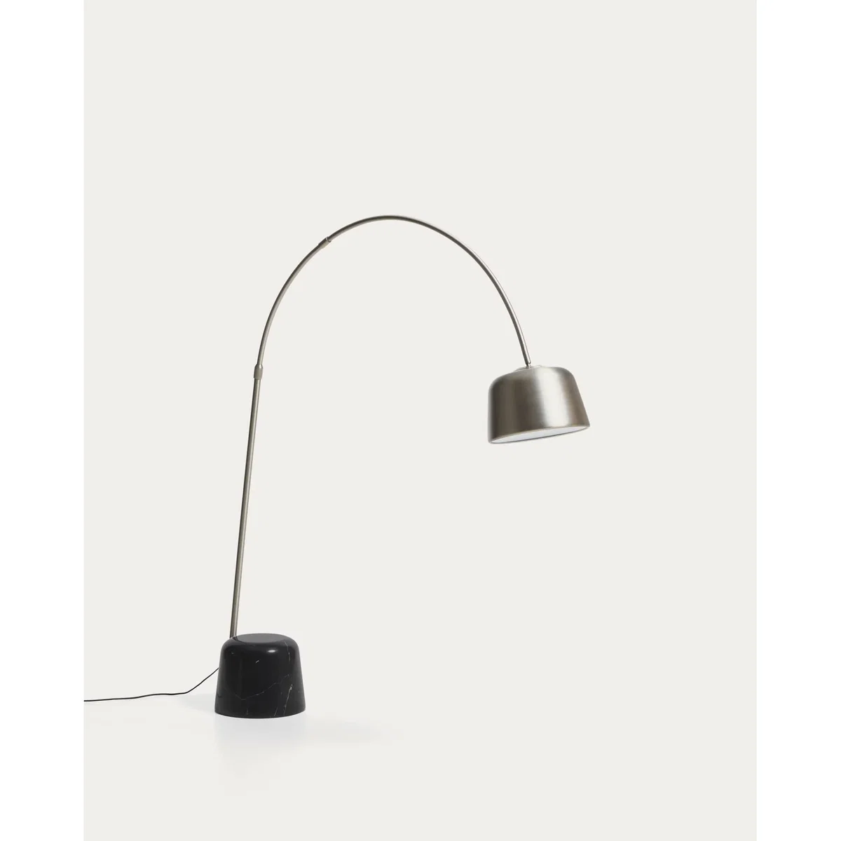 Arnolia brushed steel and black marble floor lamp with UK adaptor – image 5